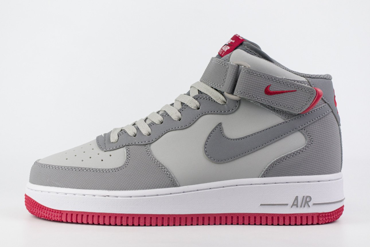 Nike Air Force 1 L.Grey Red Ftwr. KEDRED